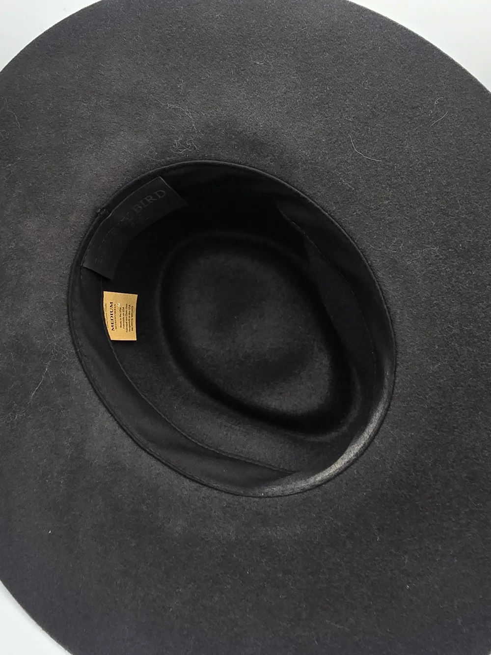 Lovely Bird Malibu Wool Felt Rancher Hat Black Cowgirl Feather Trim Boho Western